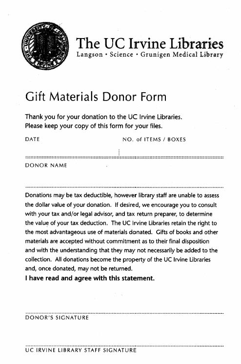 Gift materials donor form example