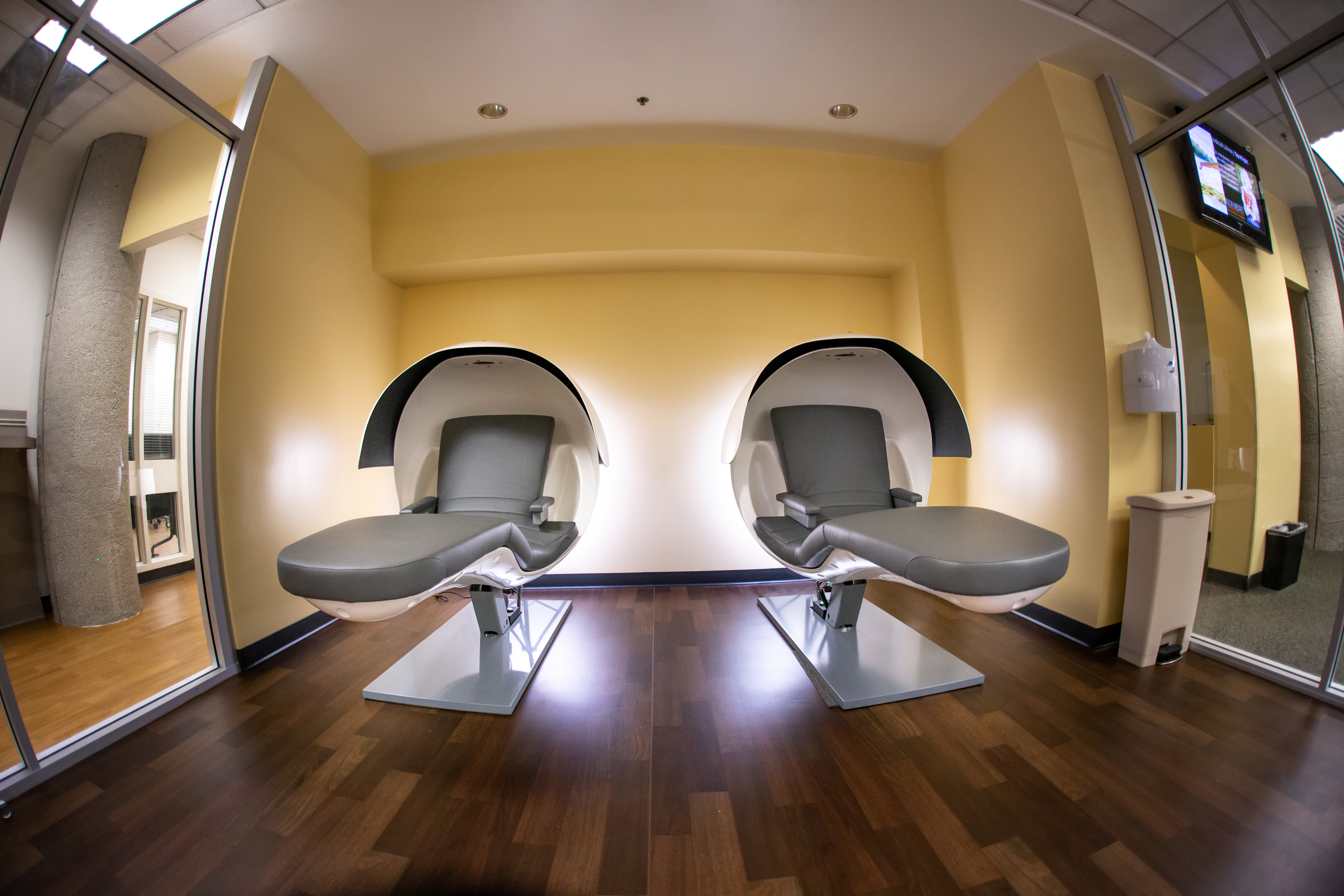 Sleep pods at the 24/7 Research Lounge at the Grunigen Medical Library