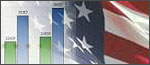 Bar graph and American flag