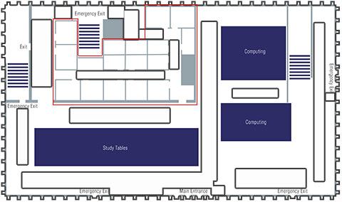 Map of Study Rooms at Gateway Study Center