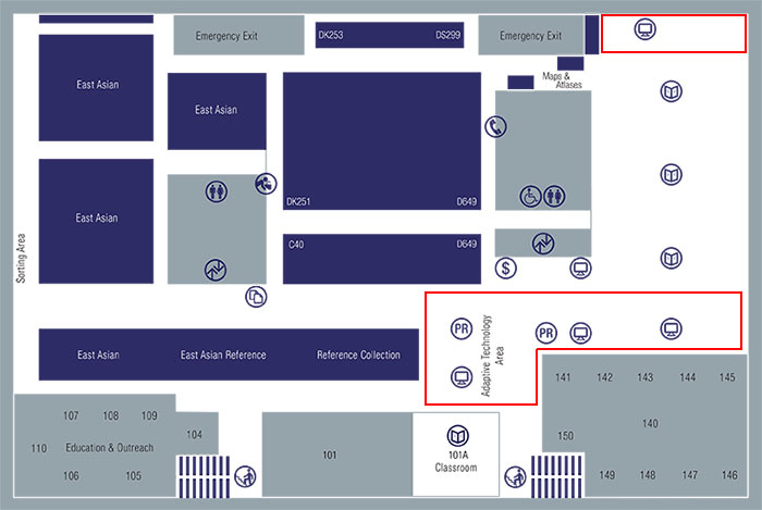 Langson LIbrary 1st Floor Map Computing