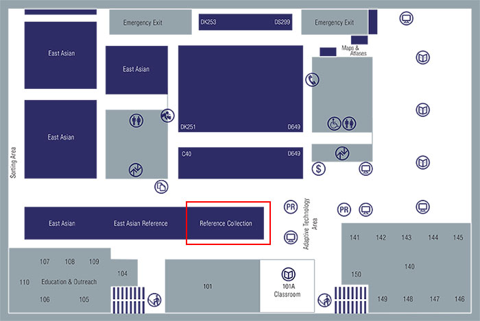 Langson LIbrary Map 1st Floor Reference Collection