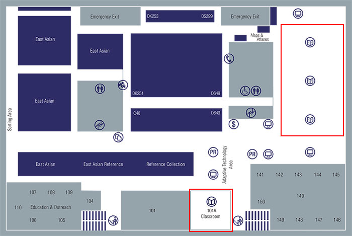 Langson LIbrary Map 1st Floor Study