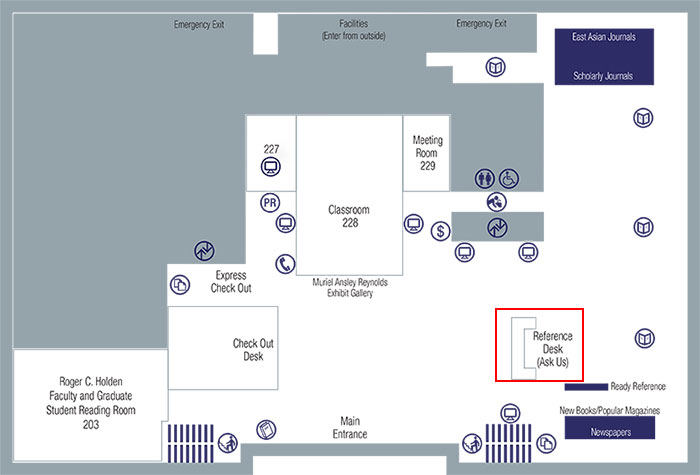 Floor Plan ask us desk Langson library