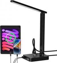 COZOO LED Desk Lamp with 2 USB Charging Port,2 AC Outlet,3 Color Temperatures 9 Lighting Mode,